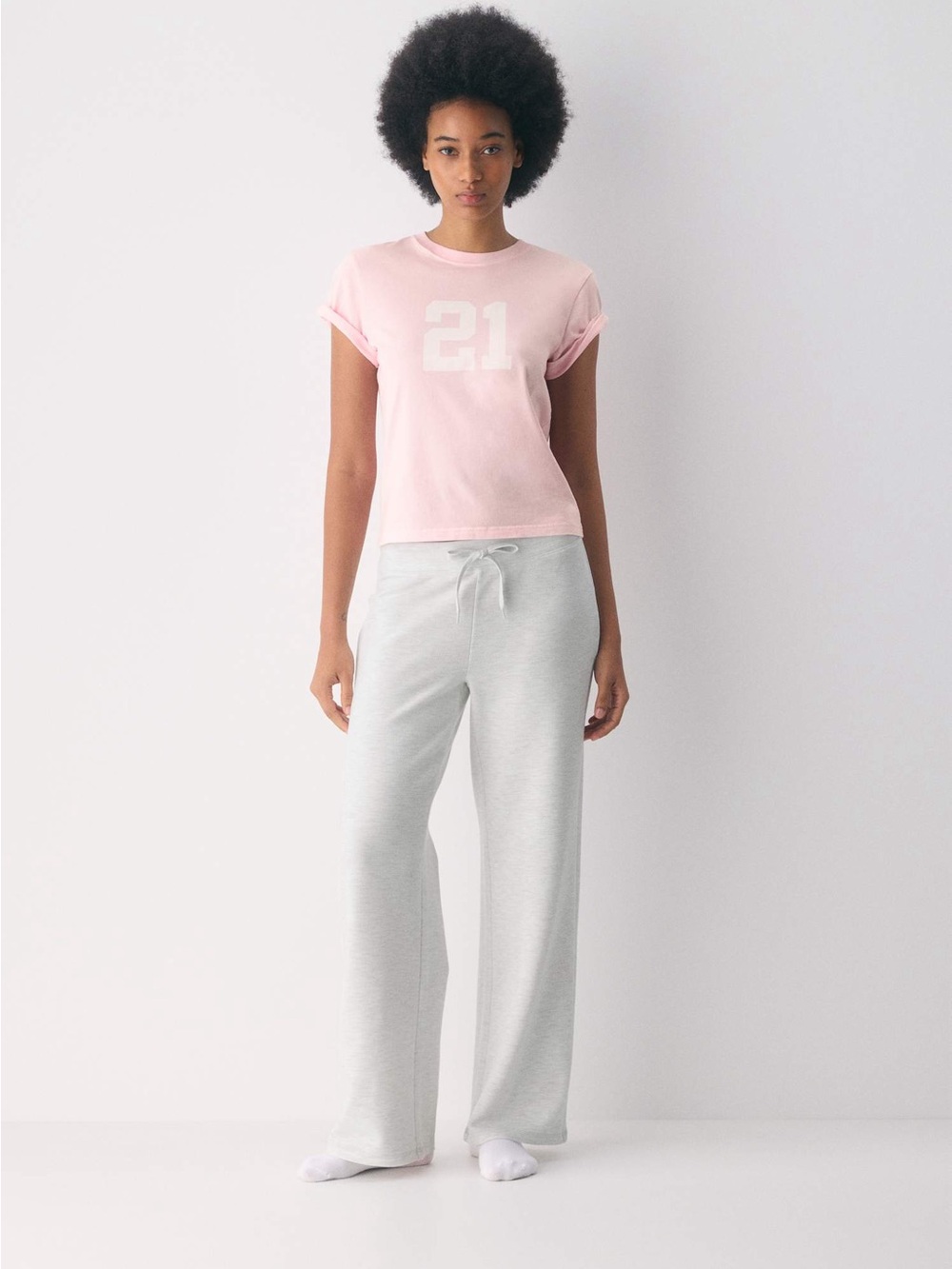 Women's Wide-Leg Lounge Pants in Light Gray : TNA/aritza Waffle Attune Pant